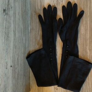 Vintage Black Knit Formal Gloves